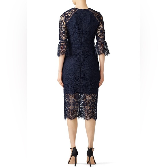 Shoshanna Navy Blue Louise Lace Sheath midi Dress 6 - Picture 2 of 6